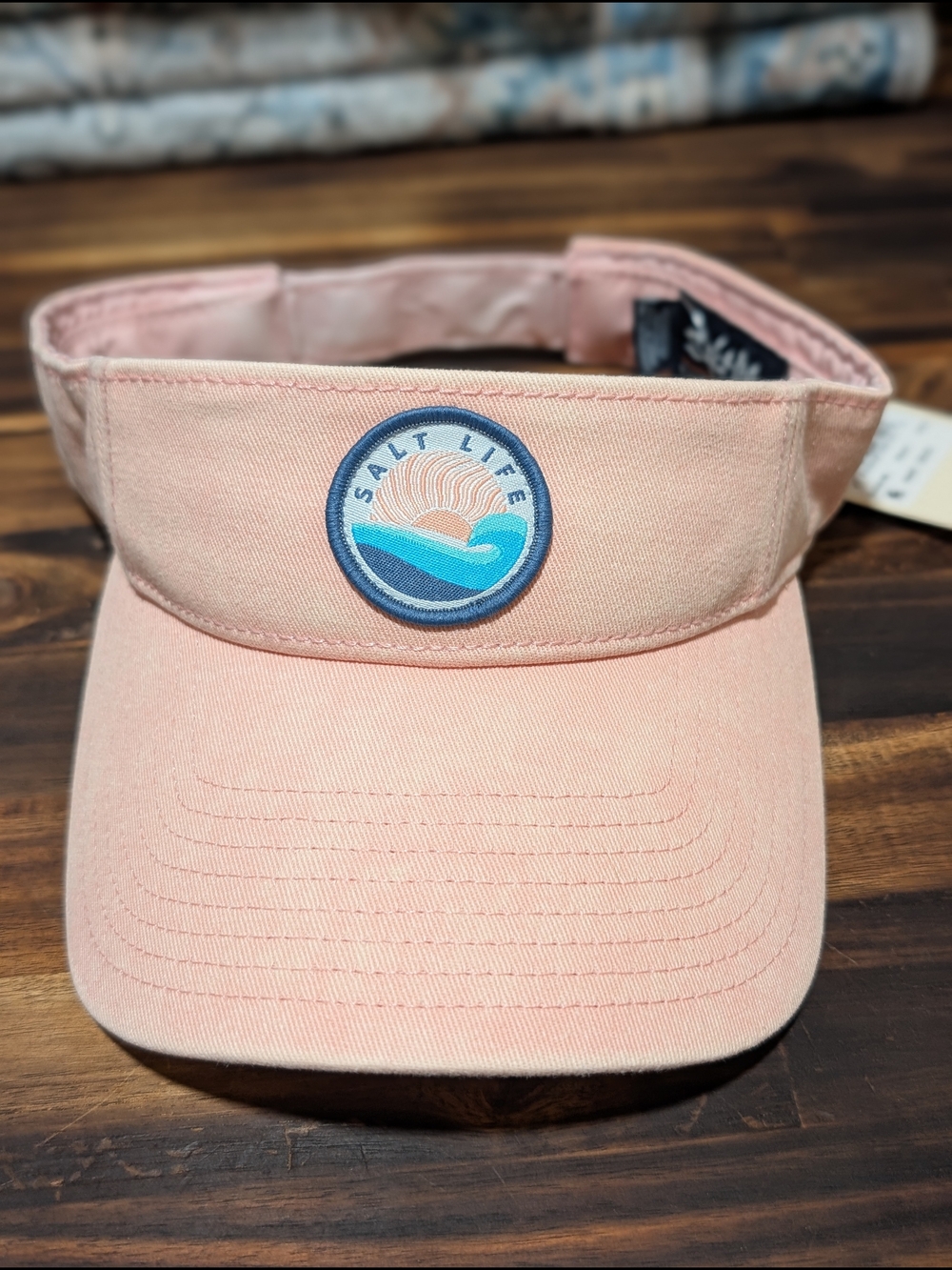 NWT Salt Life Pink Peach Visor Hat With Sun And Waves Logo